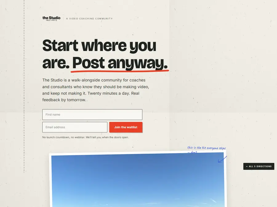 Direction 2 preview: paper texture with handwritten annotations