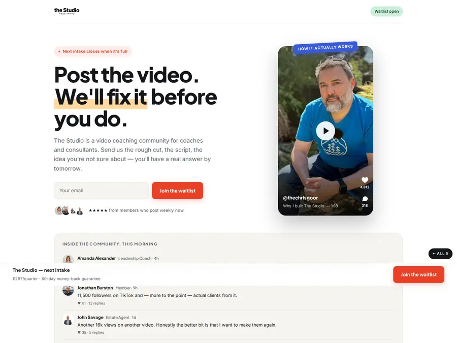 Direction 4 preview: a vertical reel card beside a comment thread
