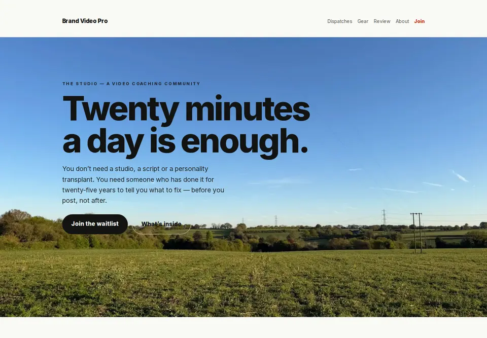 Skyline: the headline set into the sky of a full-width field photograph